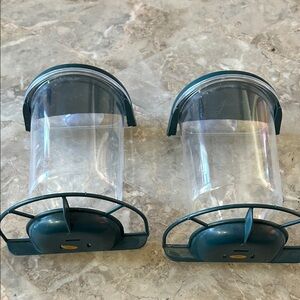 Green Bird Feeder Set of 2. New.